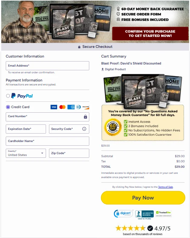 Order David's Shield on the official secure checkout page